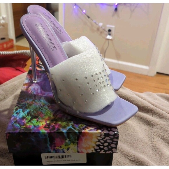 Cape Robbin Purple Brisa Studded Clear Band Heeled Sandals Y2K  NIB 8.5 Eclectic - Picture 7 of 9
